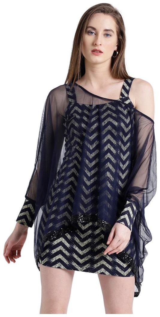 

Texco Blue Polka dots A-line dress