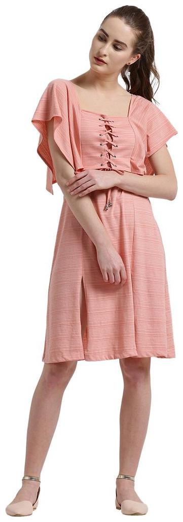 

Texco Pink Solid Fit flare dress
