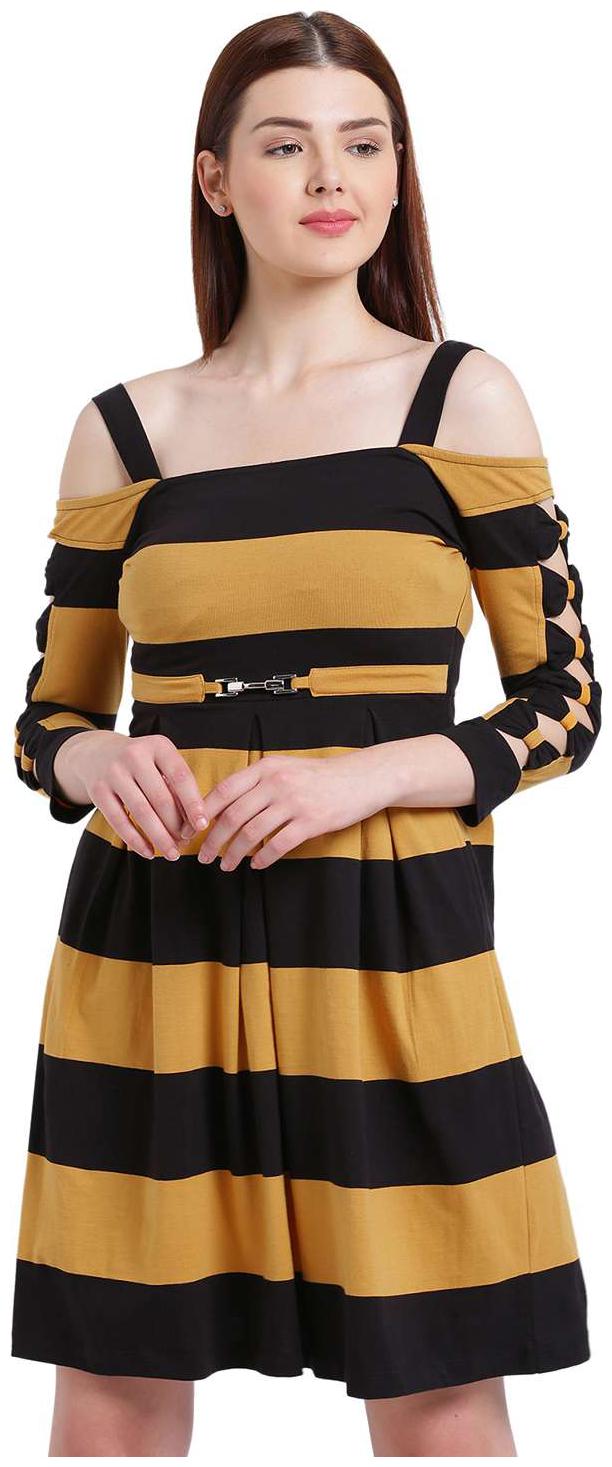 

Texco Yellow Printed A-line dress