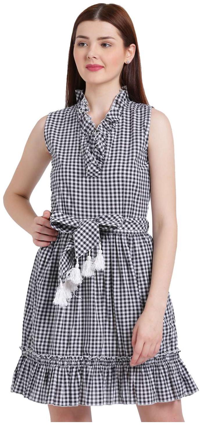 

Texco Black Printed A-line dress