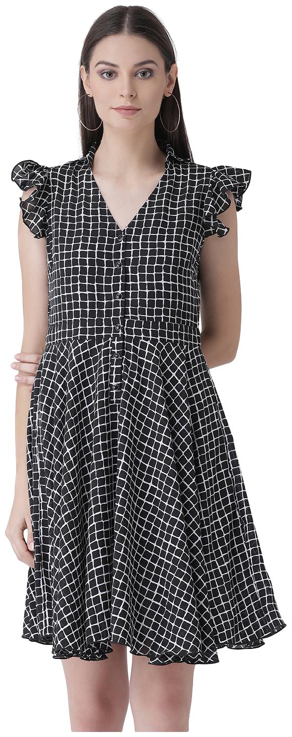 

Texco Black White Checked Shirt dress