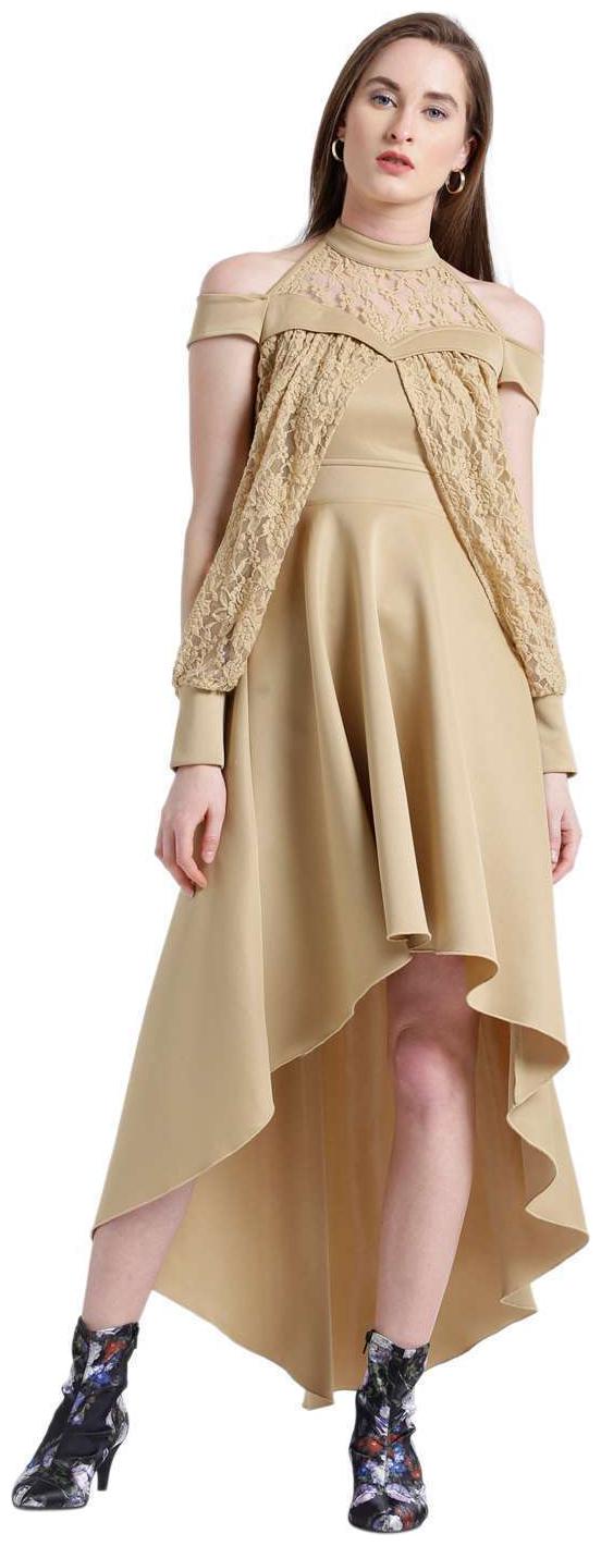 

Texco Gold Solid A-line dress