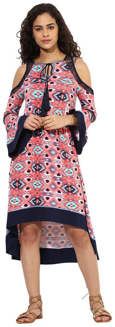 

Texco women s multicolour cutout shoulder boho dress
