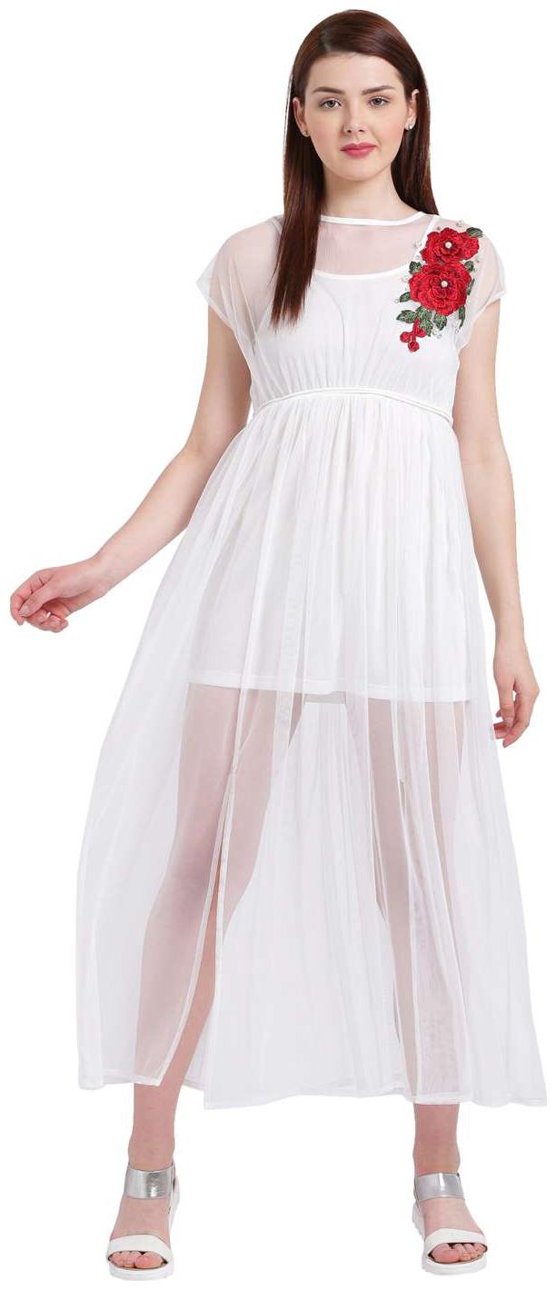 

Texco White Printed A-line dress