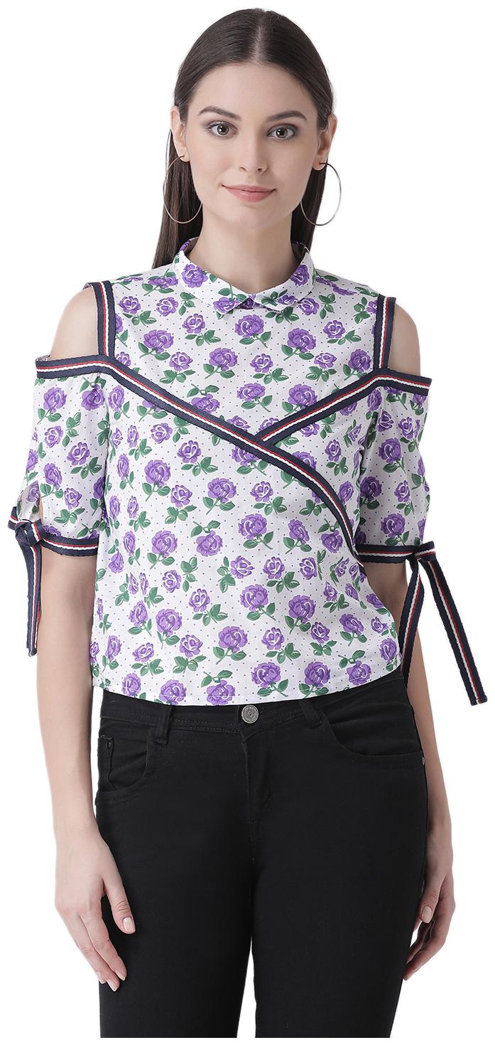 

Texco Women Floral Regular top - Purple White