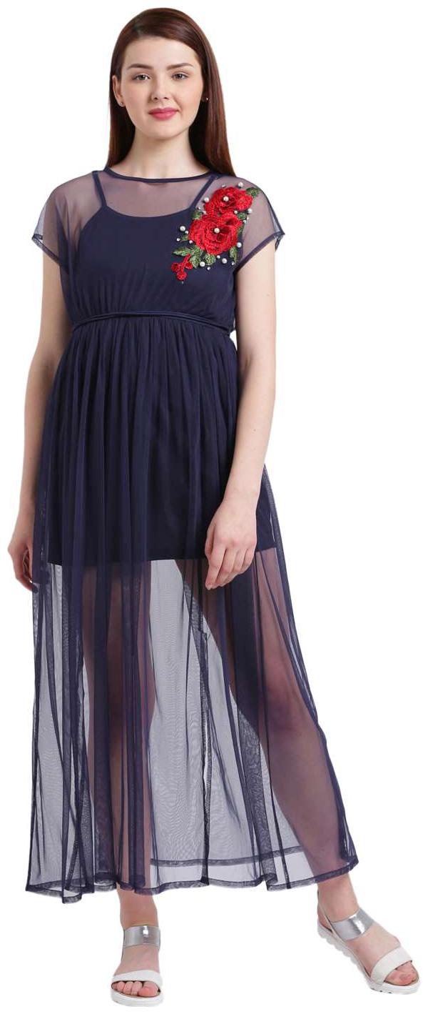 

Texco Blue Printed A-line dress
