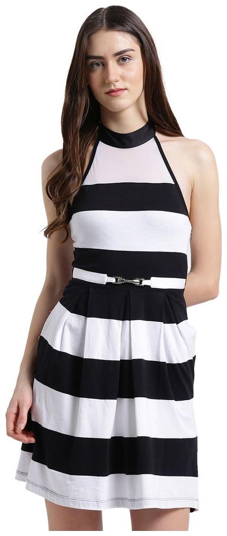 

Texco Black Striped A-line dress