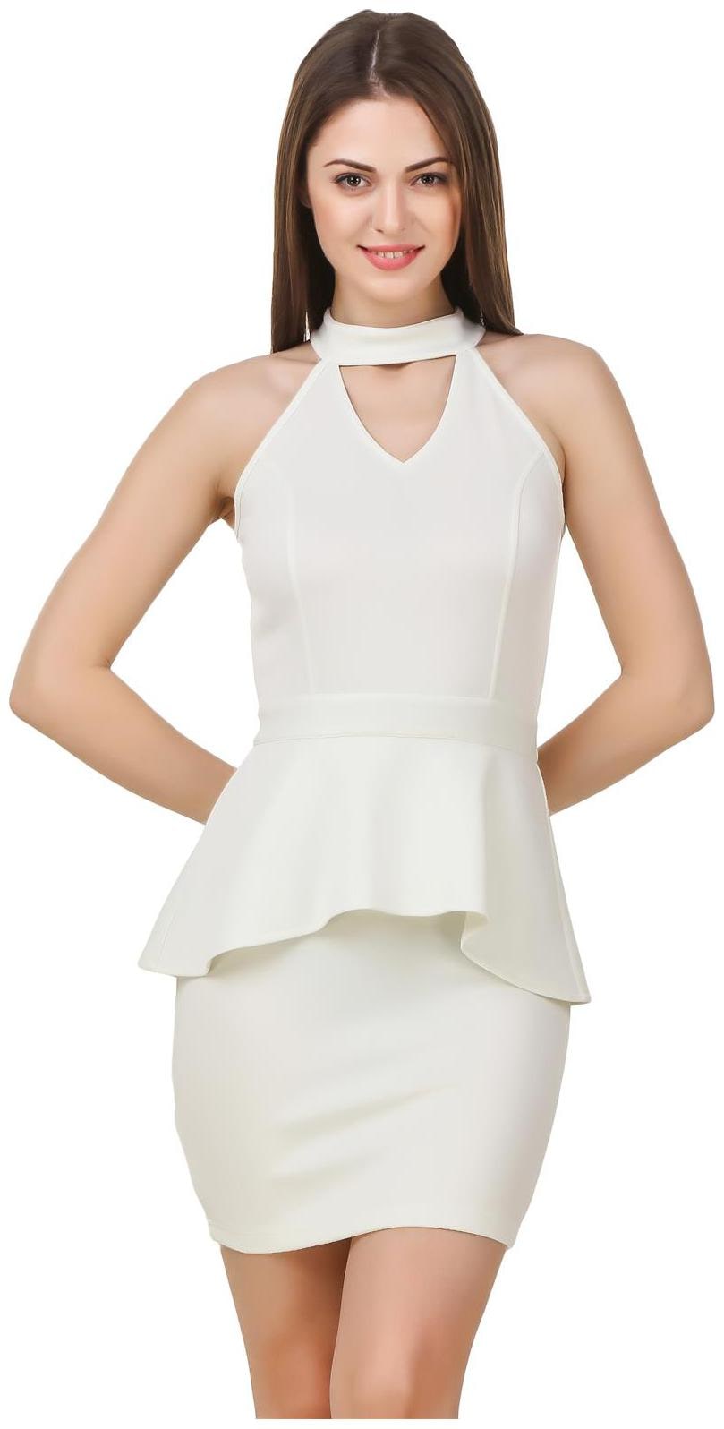 

Texco women s cut out neck little off white party dress