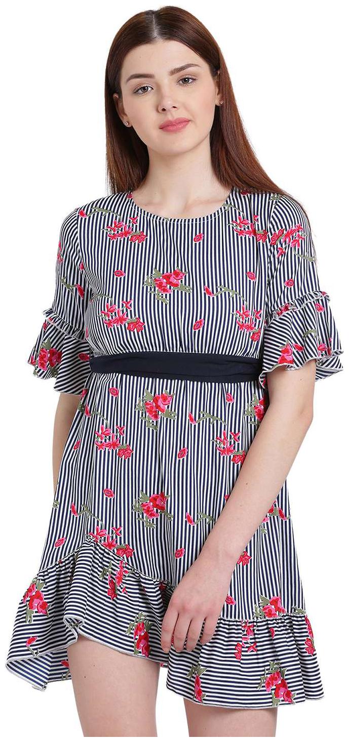 

Texco Blue Printed A-line dress