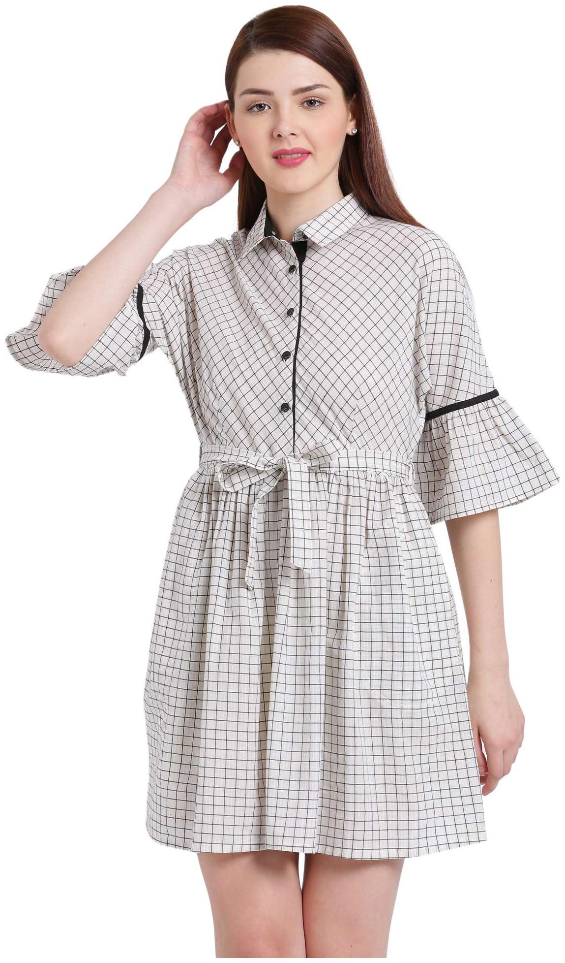 

Texco White Printed A-line dress