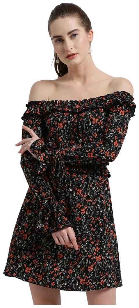 

Texco Black Printed A-line dress