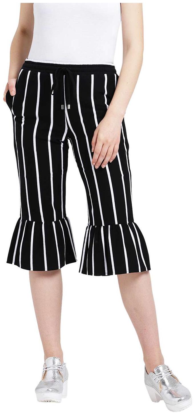 

Texco Women Black and white Cotton jersey Calf Length Culottes