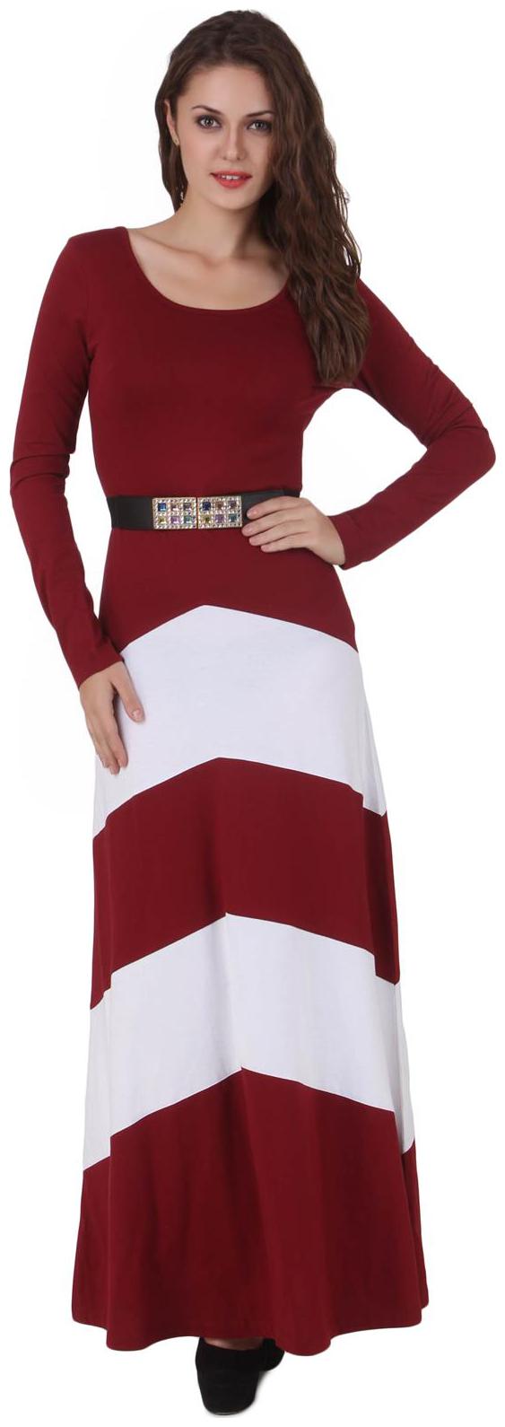 

Texco Red Striped Fit flare dress