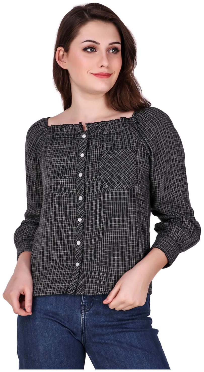 

Texco Women Checked Regular top - Black