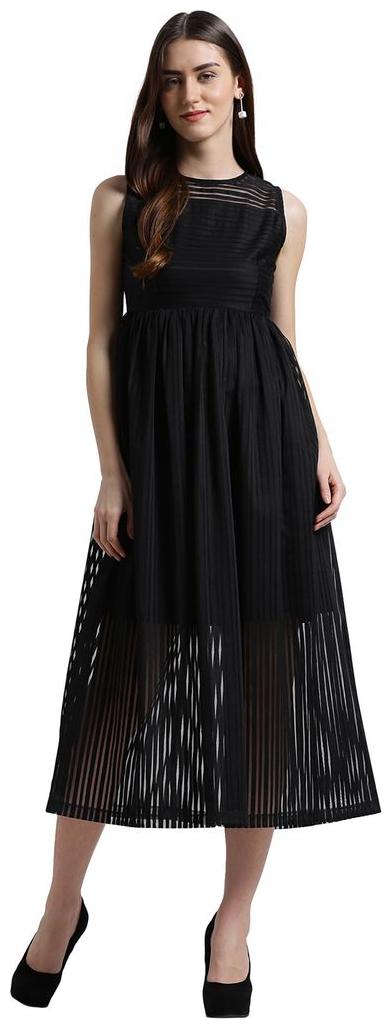 

Texco Black Solid A-line dress