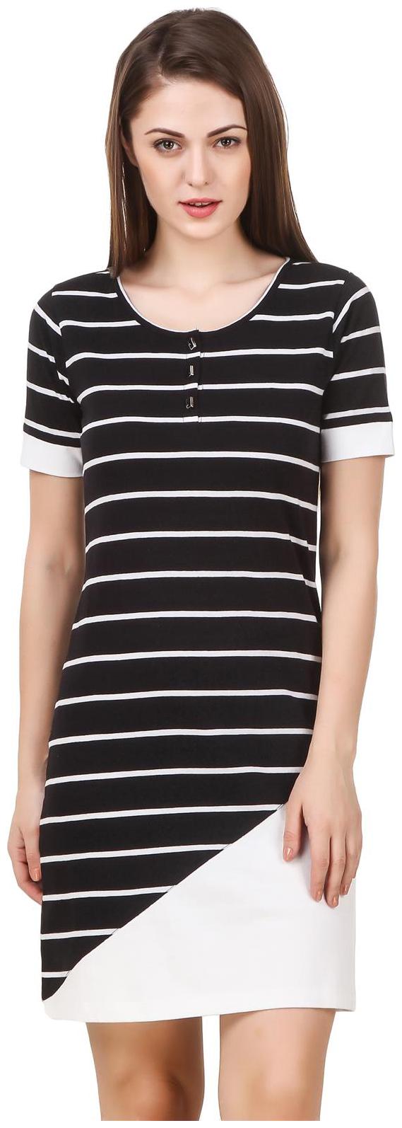 

Texco women s black white striped asymmetrical constructed summer dress