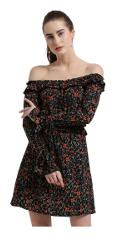 

Texco Black Printed A-line dress