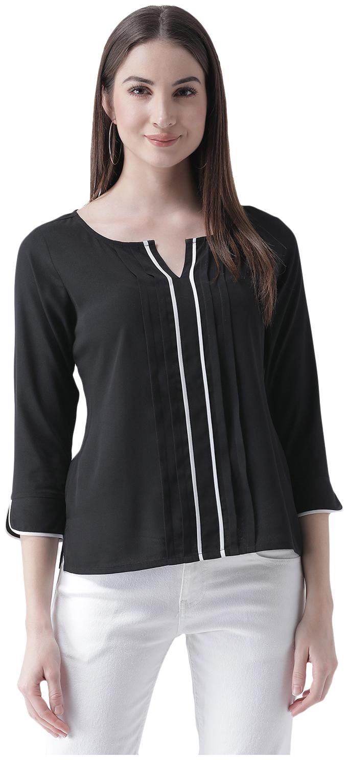 

Texco Women Black Pleated Contrast Detailed Top