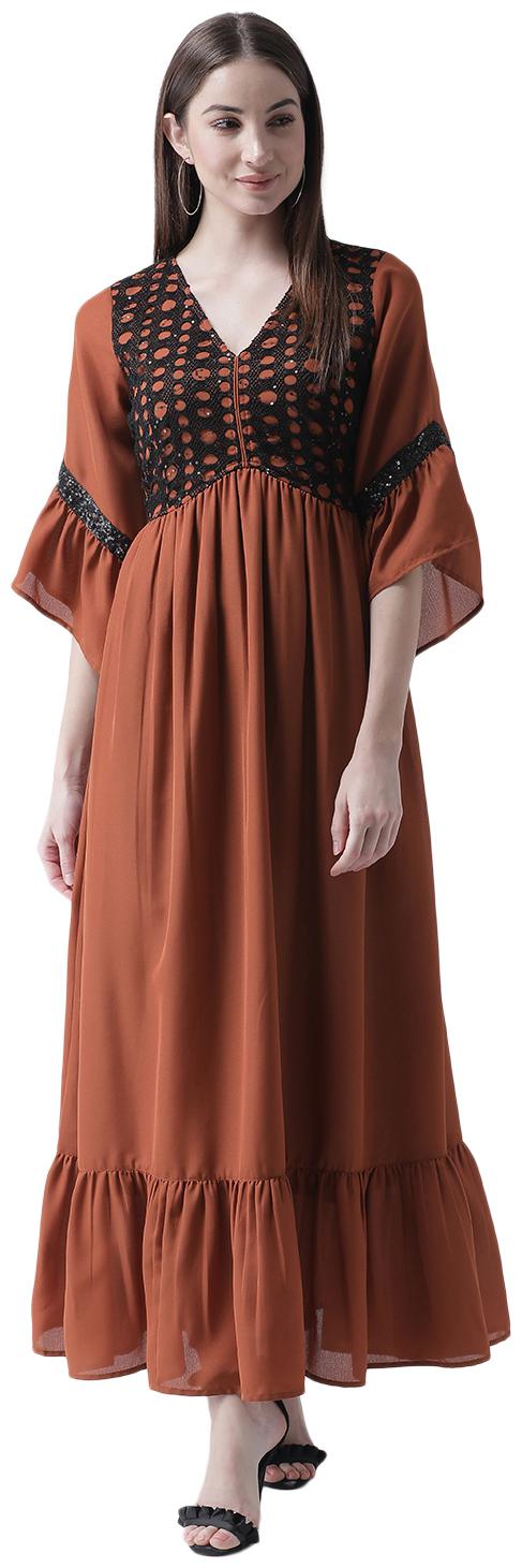 

Texco Rust Self design Maxi dress