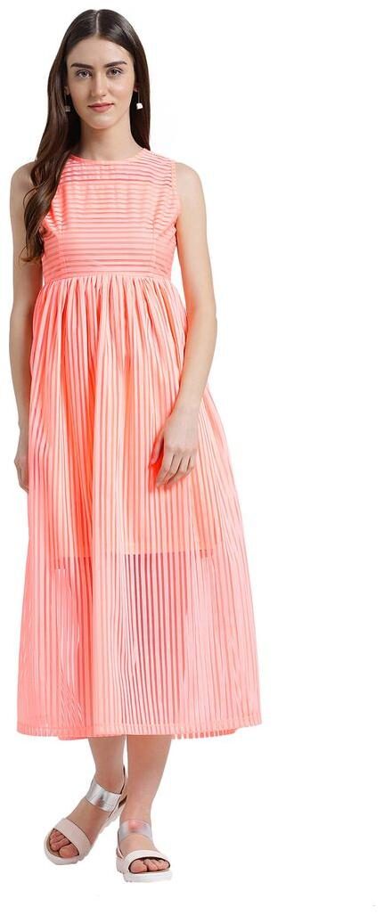 

Texco Pink Solid Fit flare dress