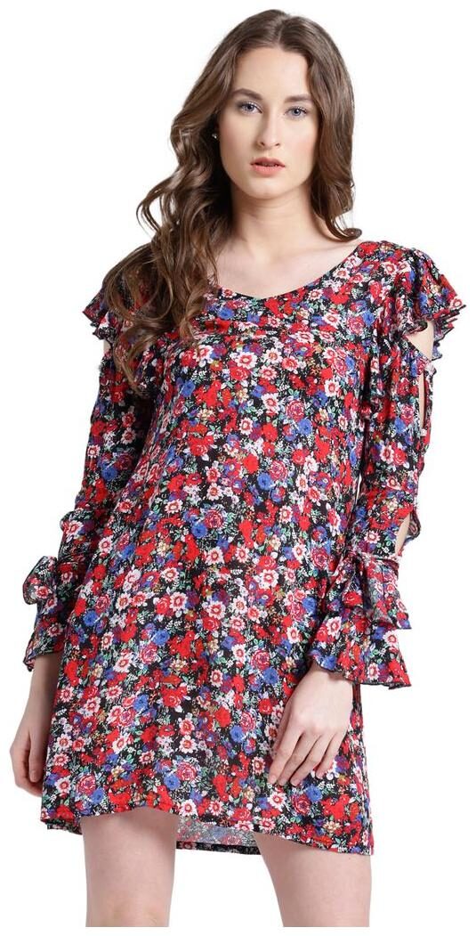 

Texco Red Solid Fit flare dress
