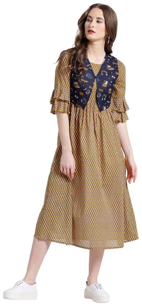 

Texco Yellow Solid A-line dress