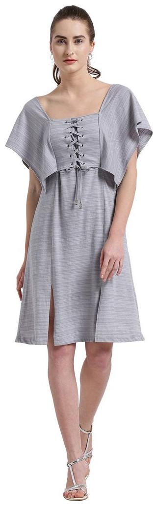 

Texco Grey Striped Fit flare dress