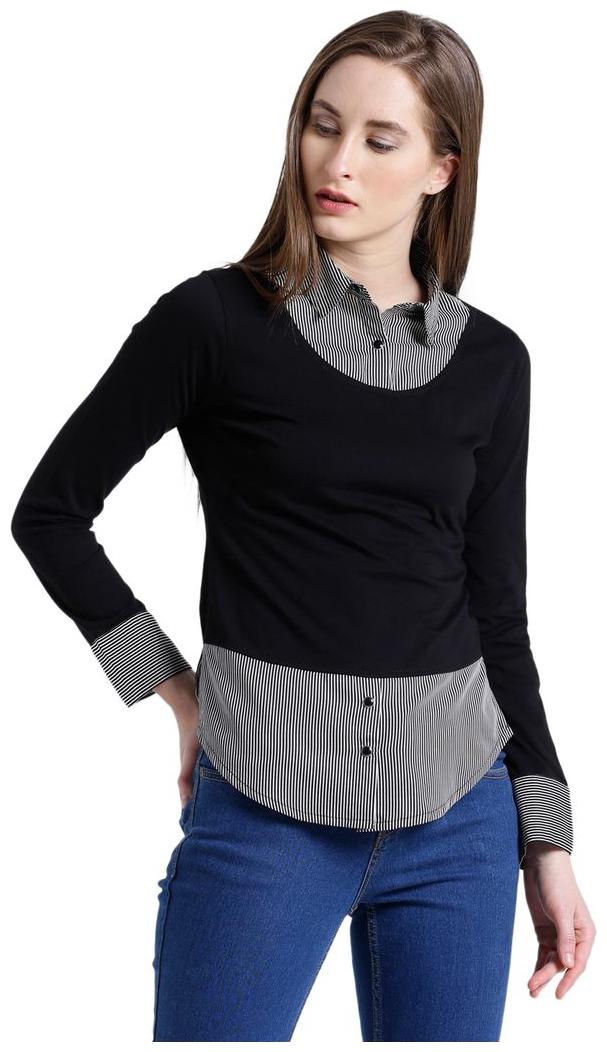 

Texco Women Black Solid Slim Fit Shirt
