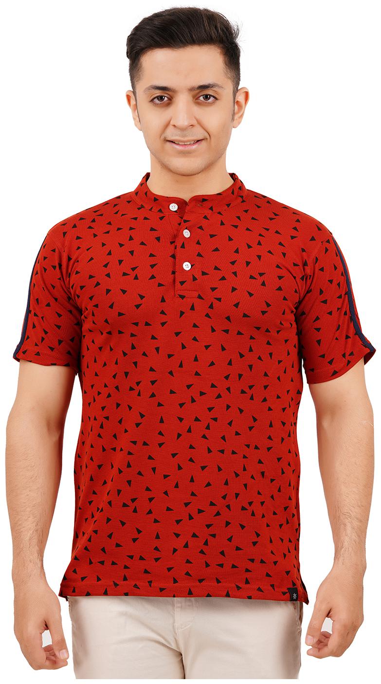 

TEXMAN Men Red Regular fit Cotton Mandarin collar T-Shirt - Pack Of 1