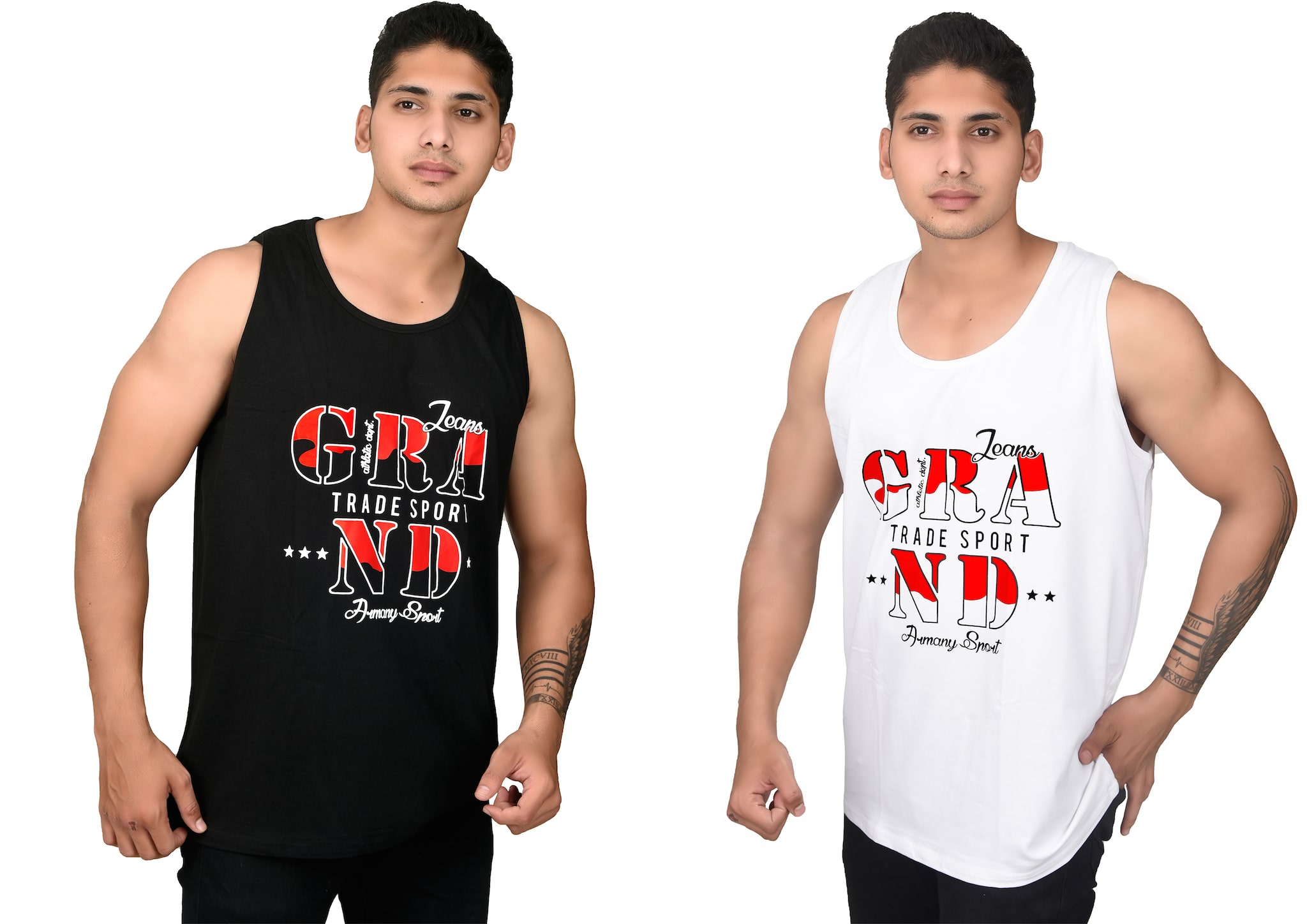 

THALASI Men White Black Regular fit Cotton Lycra Round neck T-Shirt - Pack Of 2