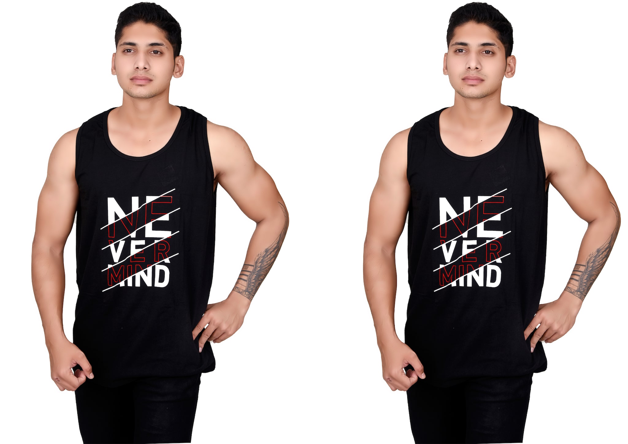 

THALASI Men Black Regular fit Cotton Lycra Scoop neck T-Shirt - Pack Of 2