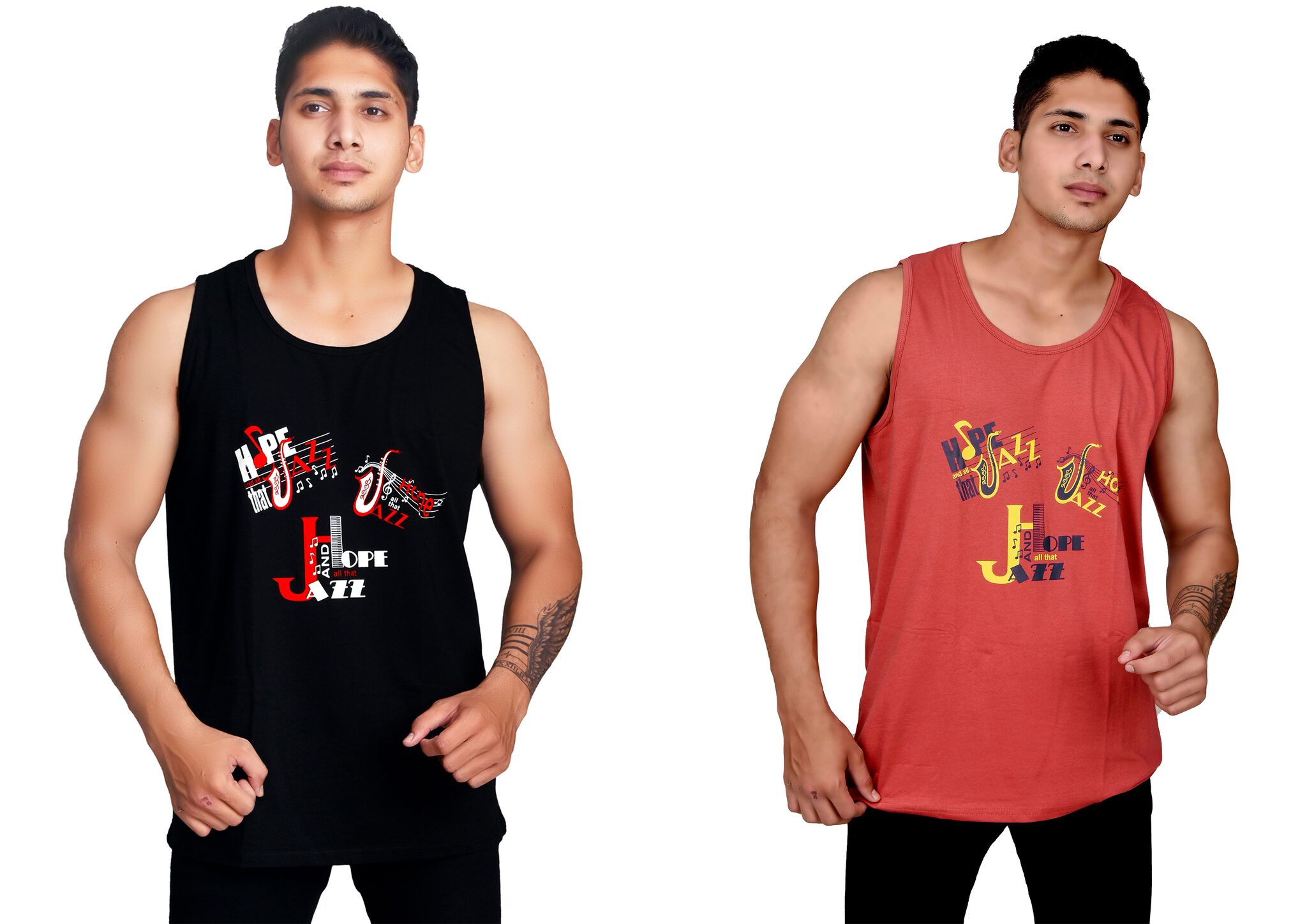 

THALASI Men Black Orange Regular fit Cotton Lycra Round neck T-Shirt - Pack Of 2