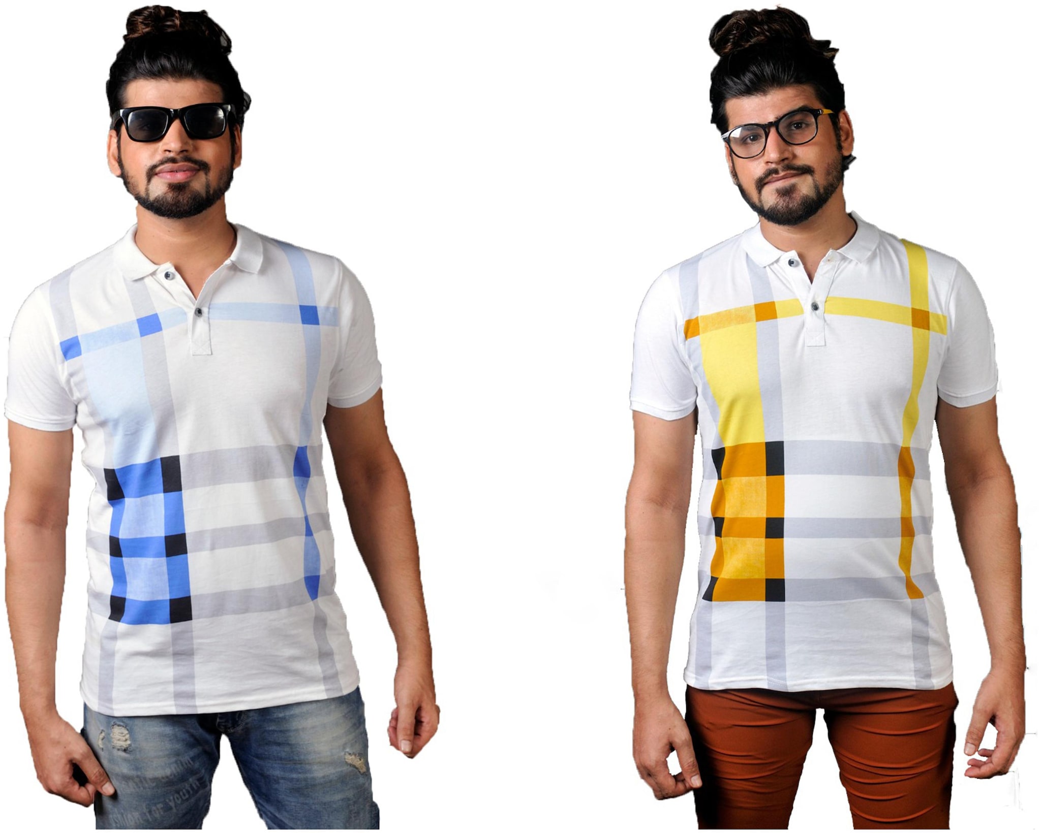 

THALASI Men Multi Regular fit Cotton Lycra Polo collar T-Shirt - Pack Of 2