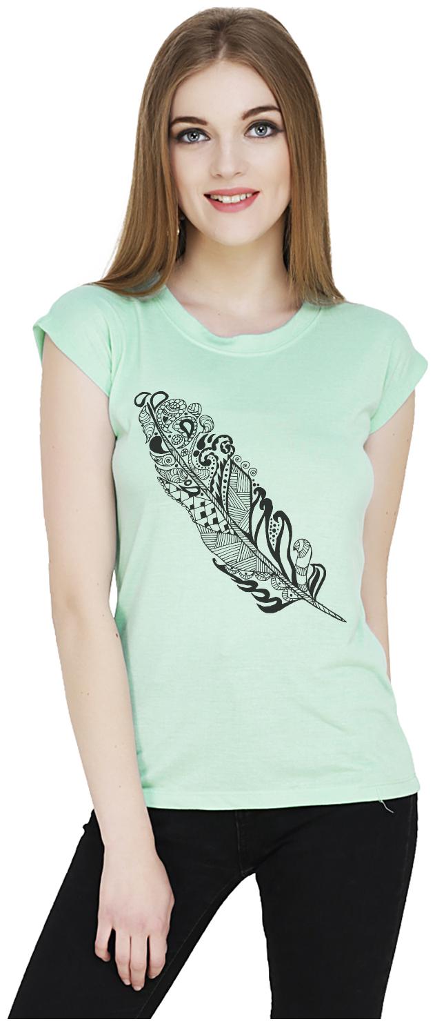

baluchi Women Green Regular fit Round neck Blended T shirt