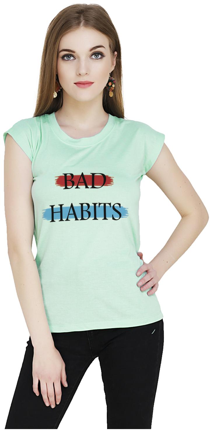 

baluchi Women Green Regular fit Round neck Blended T shirt