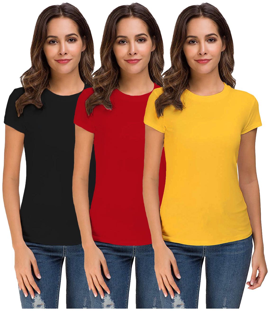 

THE BLAZZE Women Multi Regular fit Round neck Cotton T shirt