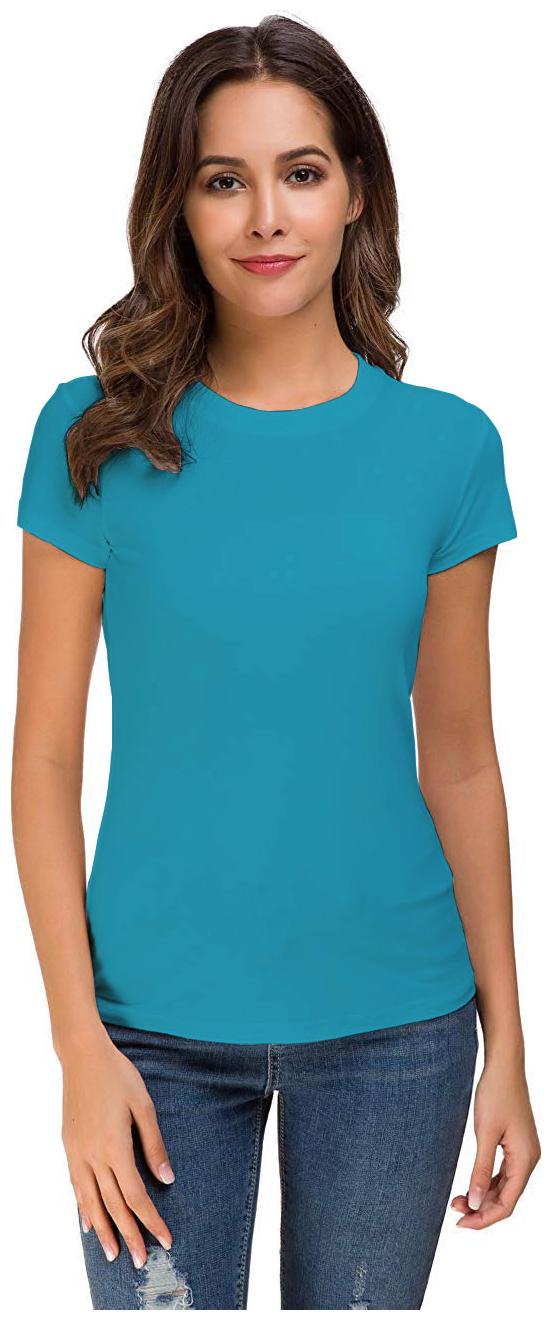 

THE BLAZZE Women Turquoise Regular fit Round neck Cotton T shirt