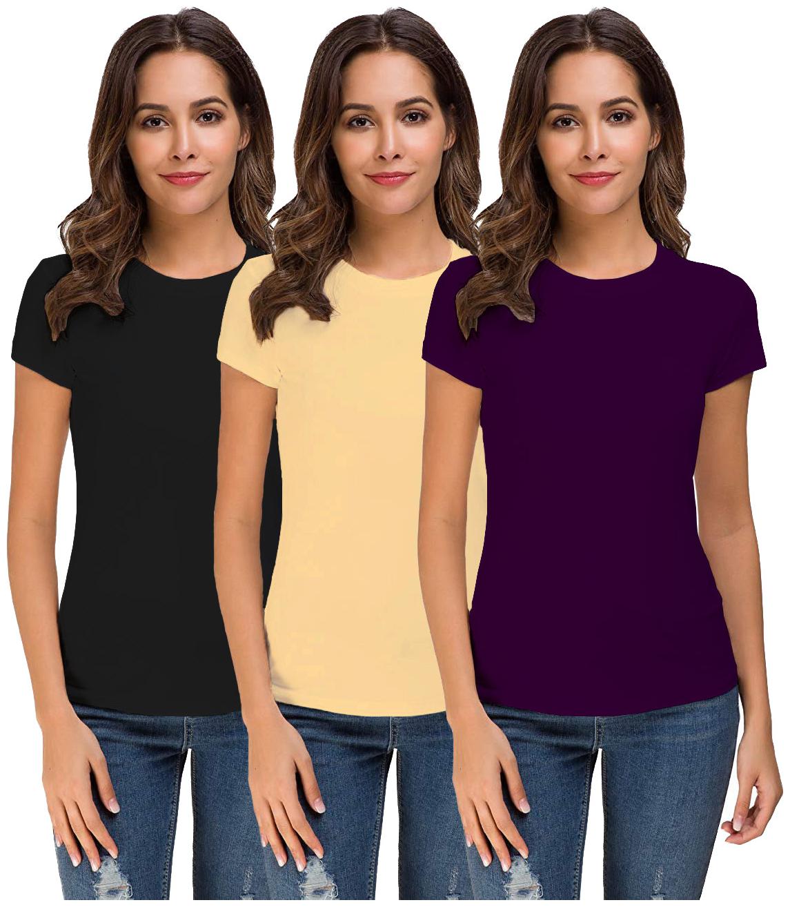

THE BLAZZE Women Multi Regular fit Round neck Cotton T shirt