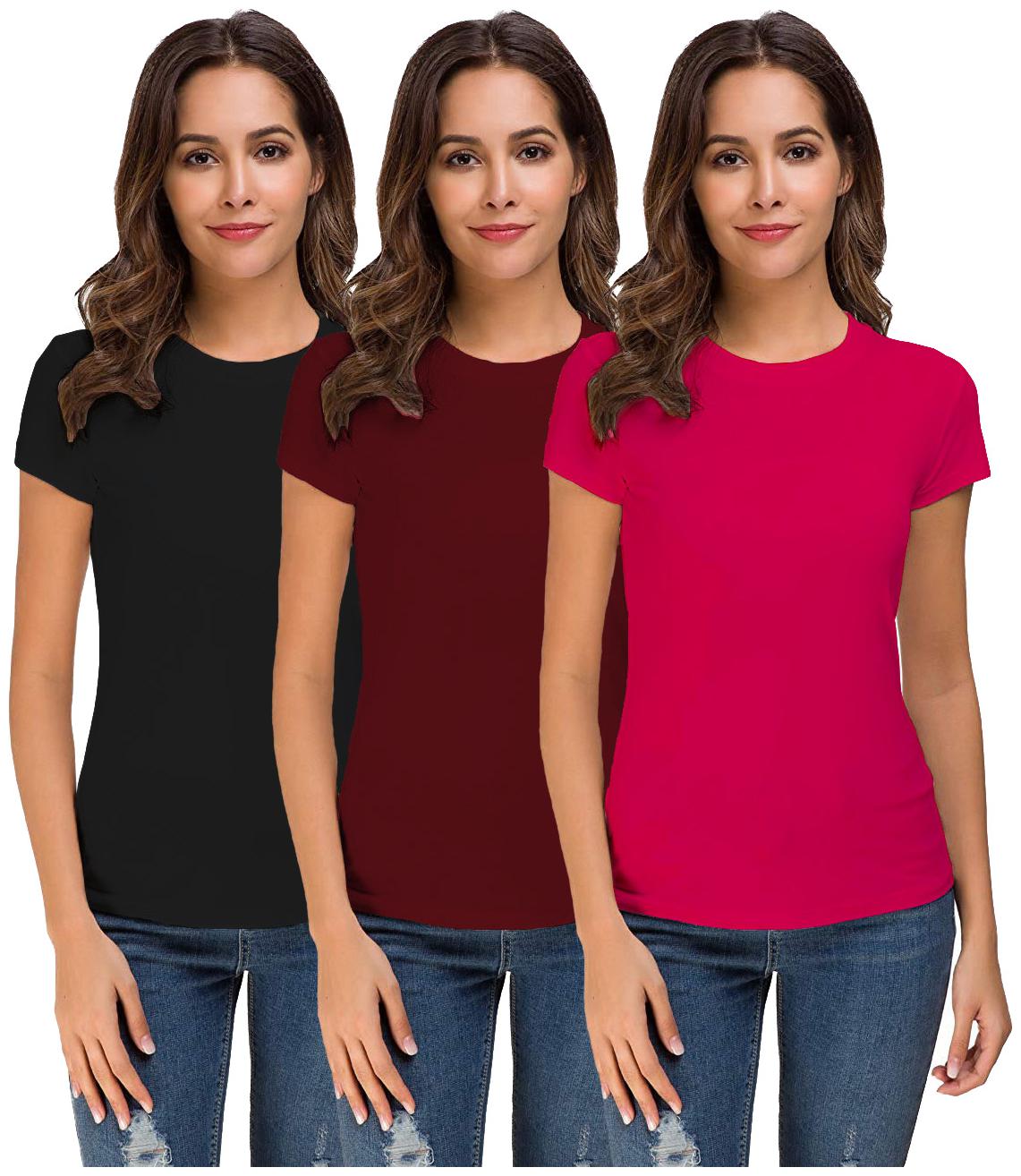

THE BLAZZE Women Multi Regular fit Round neck Cotton T shirt