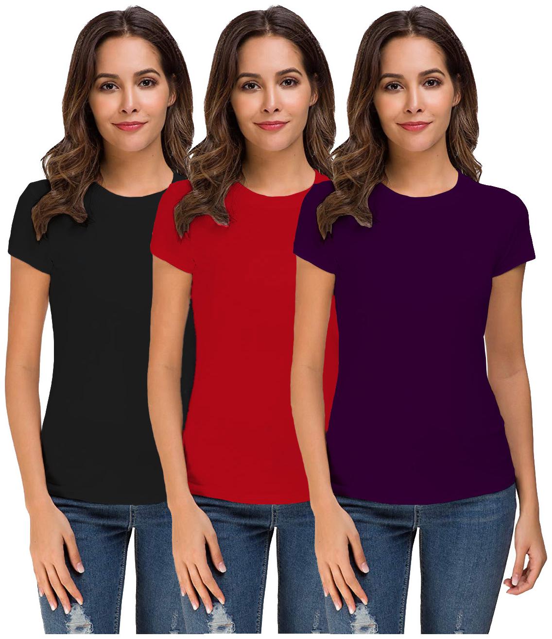 

THE BLAZZE Women Multi Regular fit Round neck Cotton T shirt