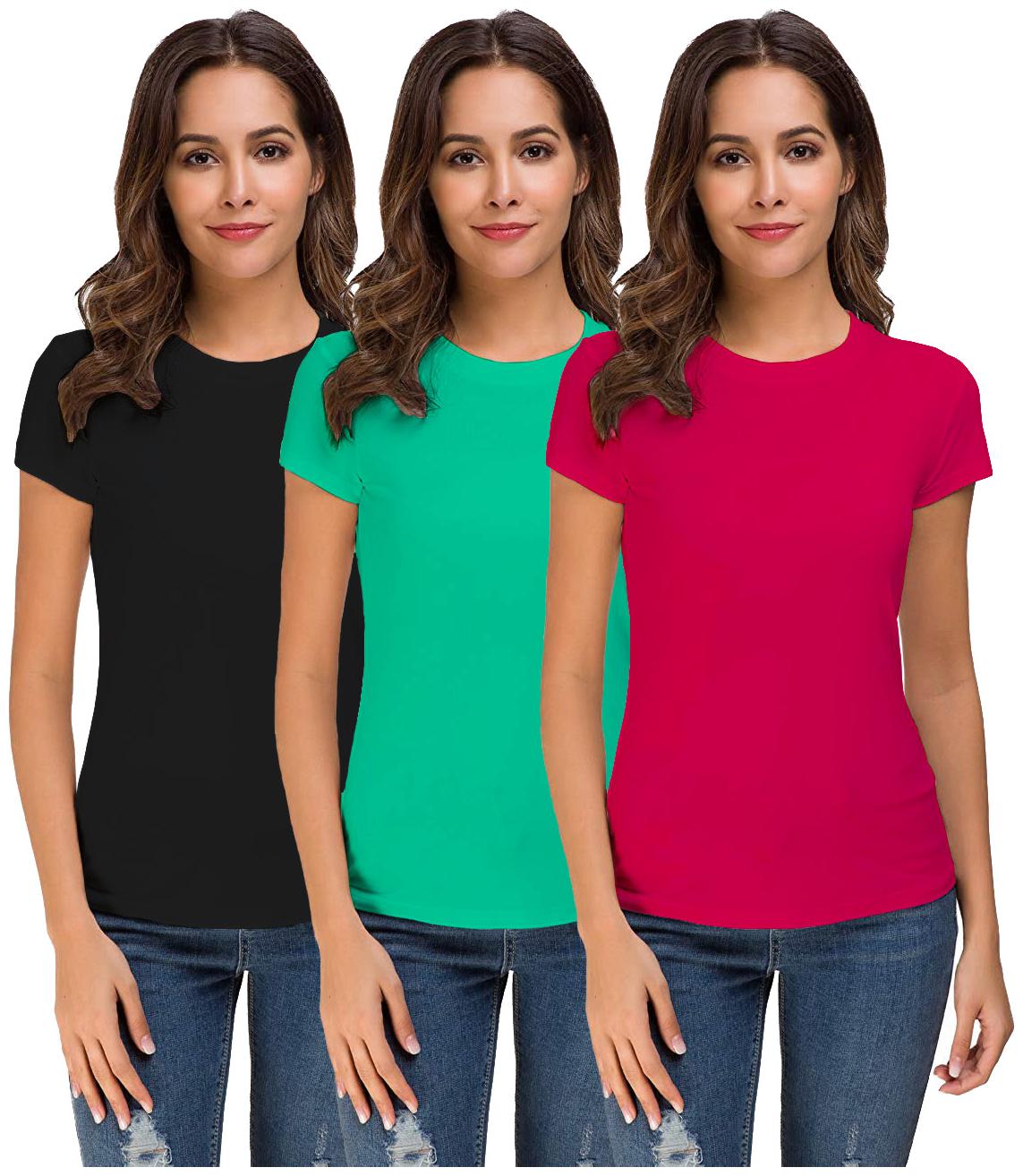 

THE BLAZZE Women Multi Regular fit Round neck Cotton T shirt