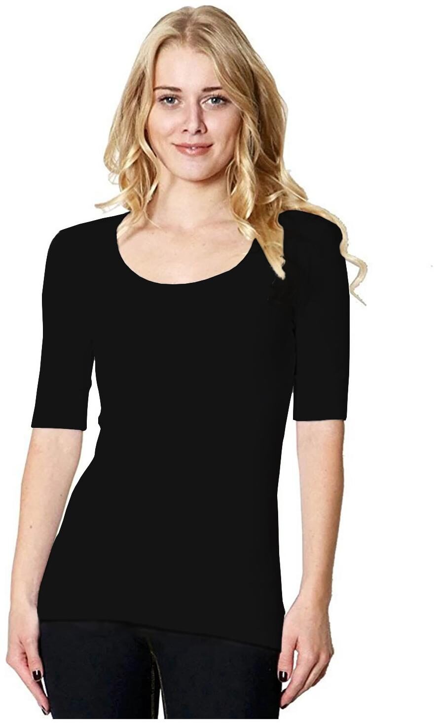 

THE BLAZZE Women Black Regular fit Round neck Cotton T shirt