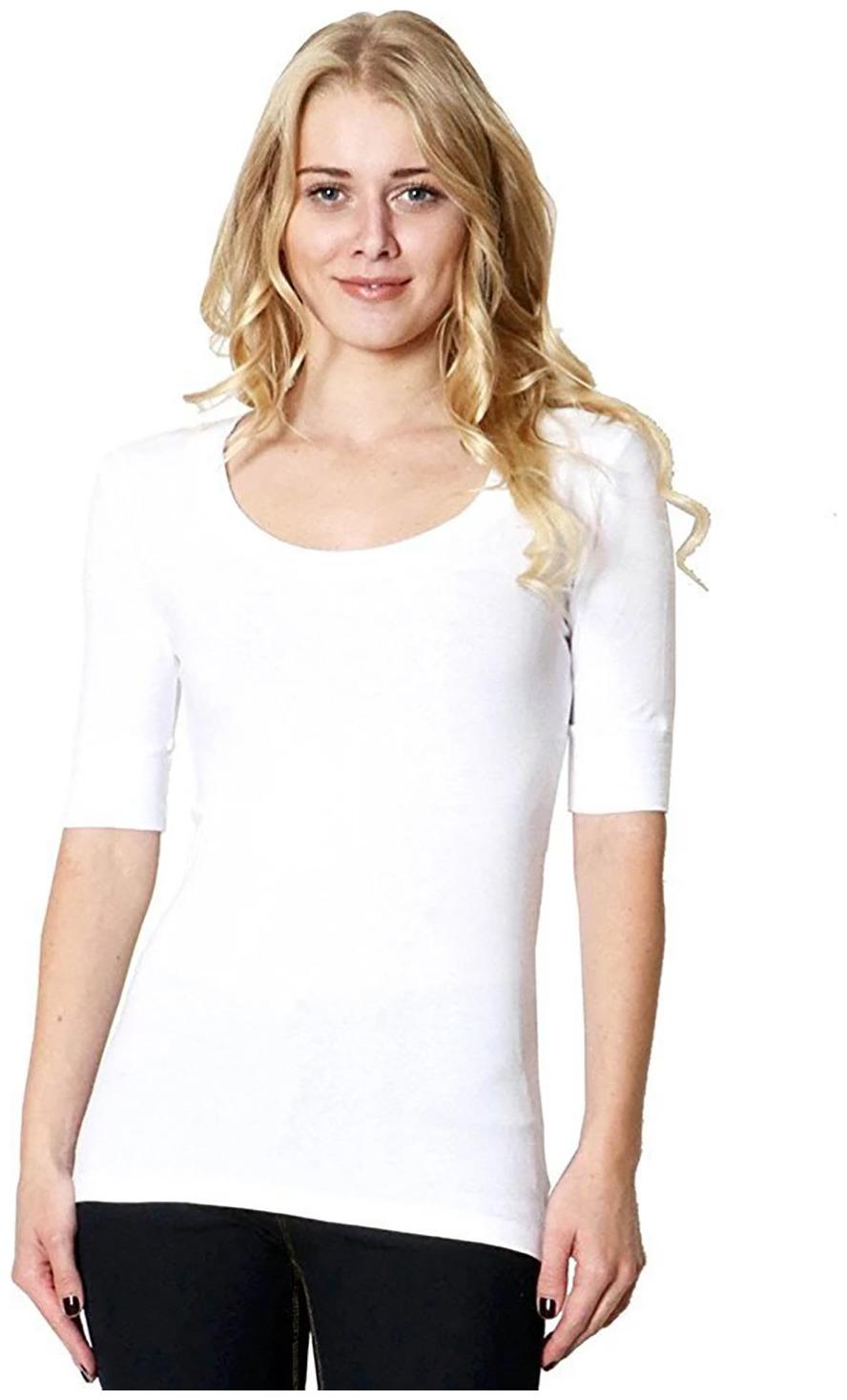 

THE BLAZZE Women White Regular fit Round neck Cotton T shirt