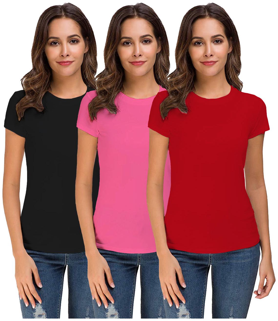 

THE BLAZZE Women Multi Regular fit Round neck Cotton T shirt