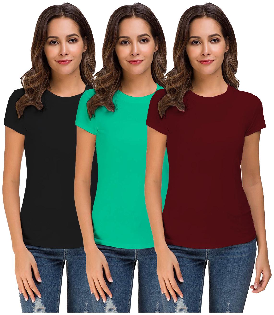 

THE BLAZZE Women Multi Regular fit Round neck Cotton T shirt