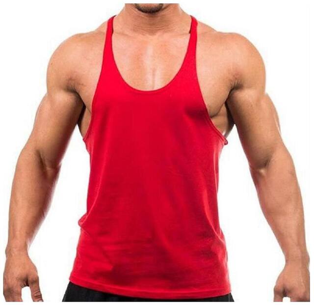 THE BLAZZE Sleeveless Round Neck Men Gym Vest - Red