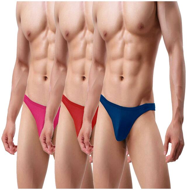 THE BLAZZE Solid Briefs - Pink , Red  , Blue ,Pack Of 3