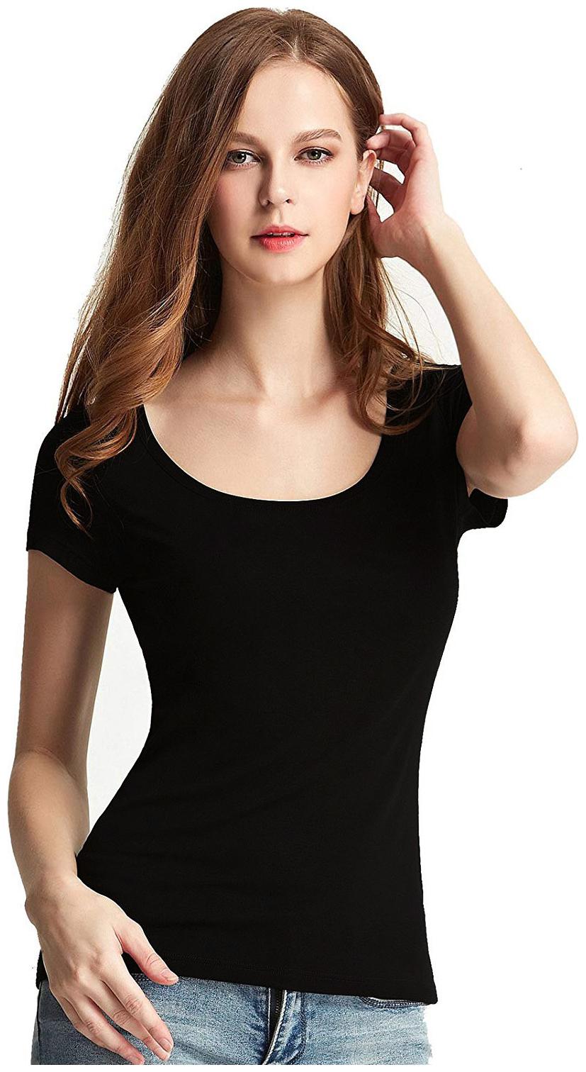

THE BLAZZE Women Black Regular fit Round neck Cotton T shirt
