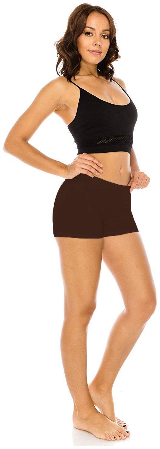 THE BLAZZE Solid Mid Waist Boyshorts - Brown