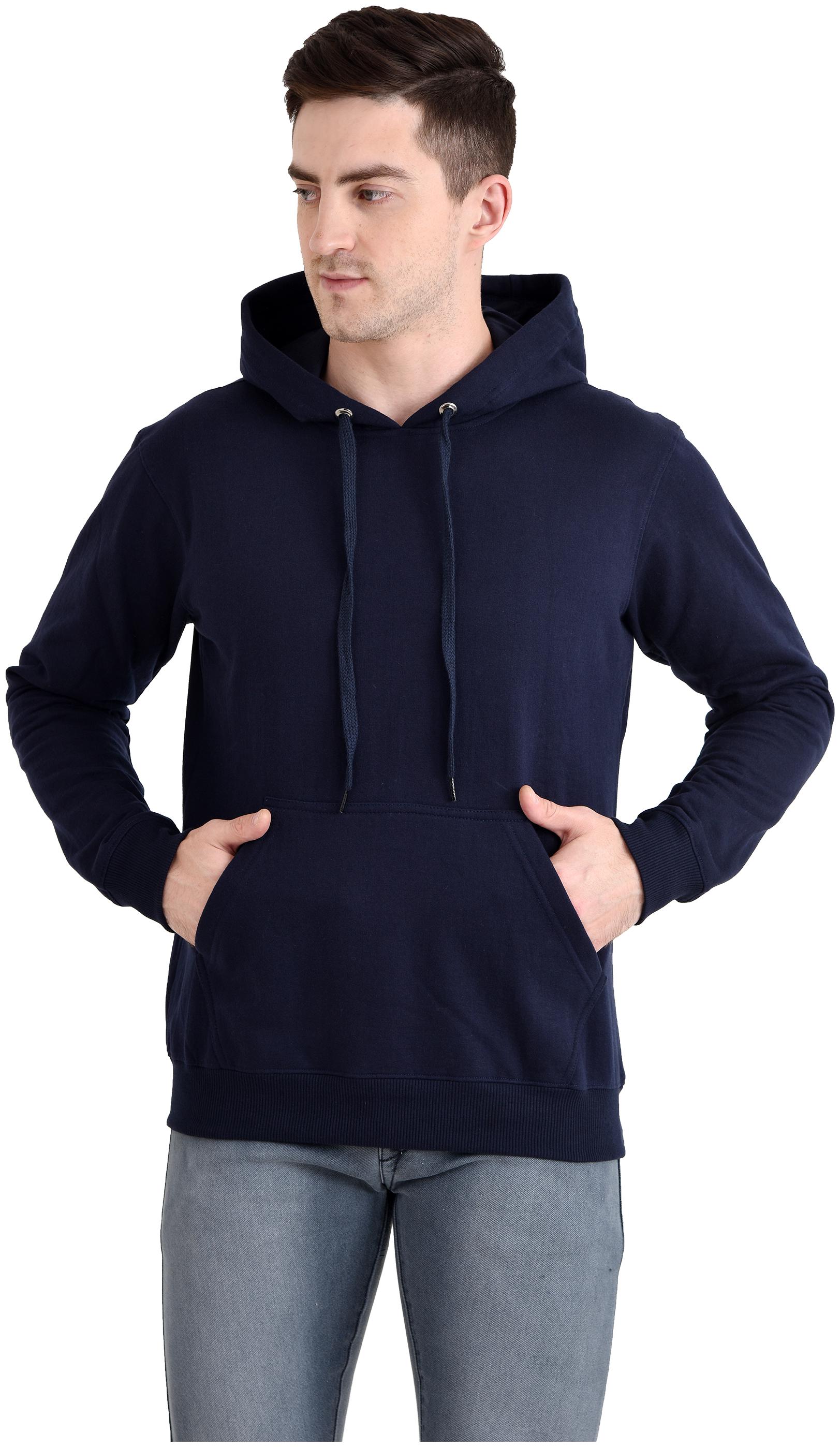 

The Bonte Poly Cotton Solid Full Sleeves Hoodie For Men (Navy Blue)
